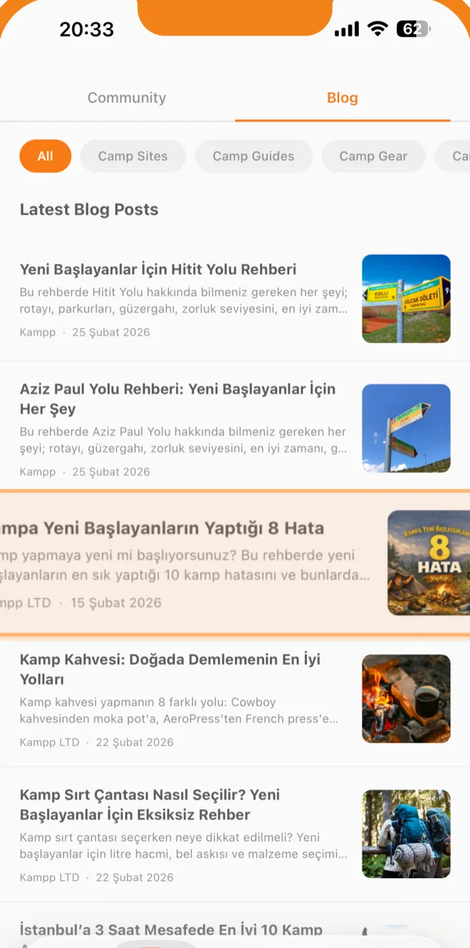 Kampp blog with camping guides and tips